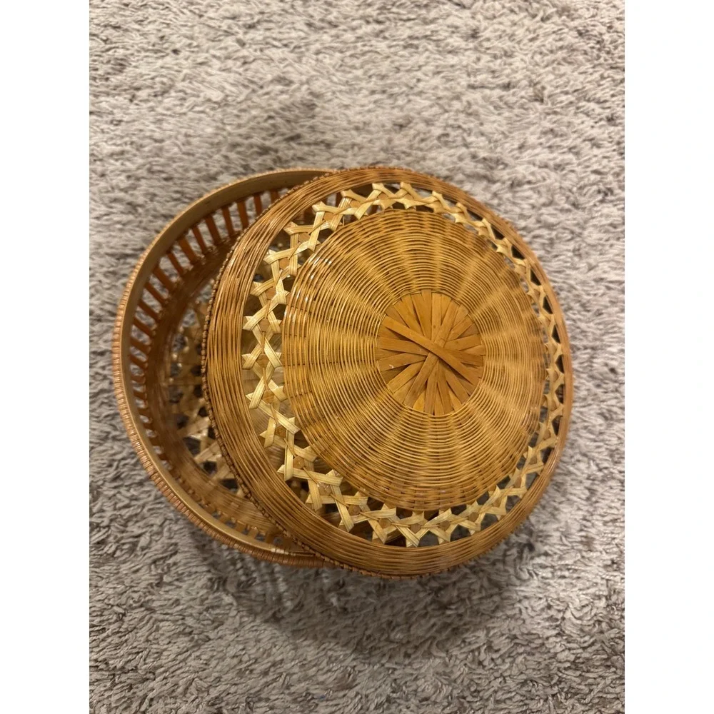 Vintage Woven Lidded Basket – Boho‎ Storage Décor